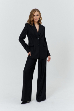 Круглогодичный костюм: жакет и брюки с рельефами и воротником пиджачного типа COCKTAIL M112-1 черный - фото 2