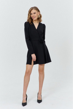 Платье с бриллиантовым силуэтом и съемной брошью для нарядных выходов COCKTAIL M108-1 черный - фото 3