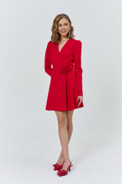 Платье с вырезом «сердечко» и декоративным брошью для особых случаев COCKTAIL M108-2 красный - фото 5