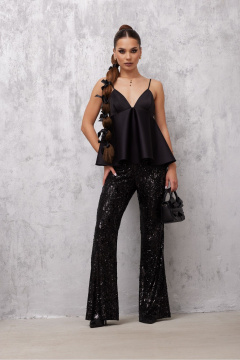 Брюки клеш из пайеточной ткани с застежкой в боковом шве Vesnaletto 4067 - фото 2