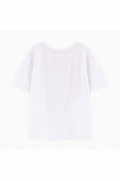 Белая футболка с авторским декором и спущенным плечом Bell Bimbo 242236 белый - фото 3
