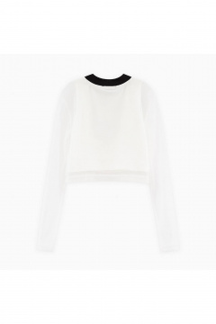 Укороченный трикотажный джемпер с авторской печатью Bell Bimbo 242222 молоко - фото 3