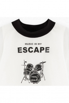 Укороченный трикотажный джемпер с авторской печатью Bell Bimbo 242222 молоко - фото 2