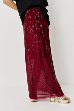Юбка в стиле нарядной классики с стразами и длиной макси FLAIM 1130.02 марсала - фото 4