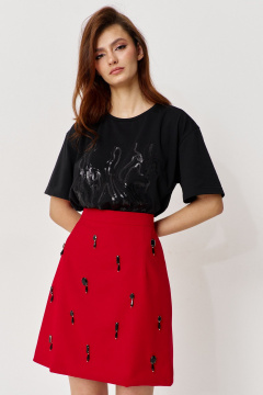 Юбка с поясом и декоративными стразами длиной 50 см FLAIM 1133 красный - фото 1