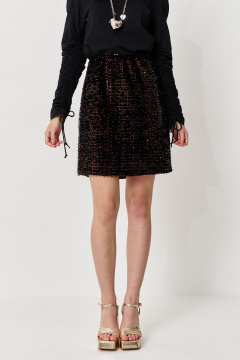 Мини-юбка из паеточной ткани в коричневом цвете с резинкой FLAIM 1135 коричневый - фото 5