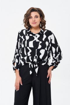 Деловой комплект из блузки и широких брюков из вискозы Rishelie 974 - фото 5