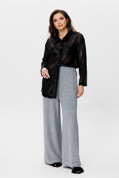 Черная пайеточная блуза свободного силуэта для нарядных мероприятий INVITE 1063 - фото 3