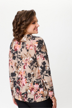 Мультиколорная трикотажная блуза длиной 65 см для hverday DaLi 5733 цветы_капучино - фото 3