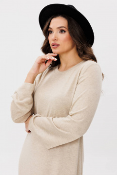 Белое трикотажное платье свободного силуэта с капюшоном Fantazia Mod 4952 - фото 5