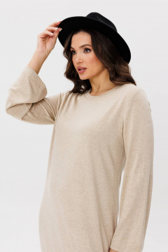 Белое трикотажное платье свободного силуэта с капюшоном Fantazia Mod 4952 - фото 3