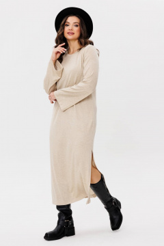 Белое трикотажное платье свободного силуэта с капюшоном Fantazia Mod 4952 - фото 2