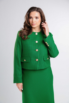 Зеленый костюм из текстиля: жакет и юбка длиной 48-80 см Takka Plus 24-246/2 - фото 5