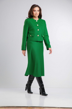 Зеленый костюм из текстиля: жакет и юбка длиной 48-80 см Takka Plus 24-246/2 - фото 4