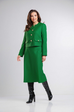 Зеленый костюм из текстиля: жакет и юбка длиной 48-80 см Takka Plus 24-246/2 - фото 2