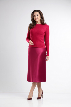 Красный трикотажный лонгслив длиной 50 см для повседневности Takka Plus 24-247 - фото 4