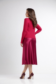 Красная юбка из атласа длиной 80 см для торжественных образов Takka Plus 24-236/4 - фото 3