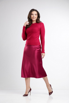 Красная юбка из атласа длиной 80 см для торжественных образов Takka Plus 24-236/4 - фото 2