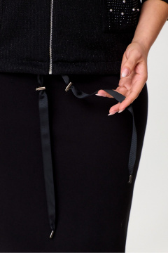 Черный трикотажный костюм блуза и юбка для повседневной носки DaLi 2423 чёрный - фото 4