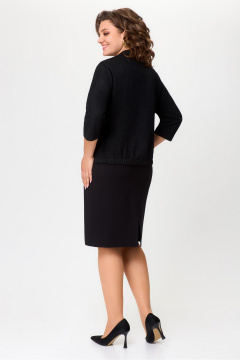 Черный трикотажный костюм блуза и юбка для повседневной носки DaLi 2423 чёрный - фото 3