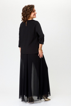 Нарядный костюм из текстиля блуза и широкие брюки DaLi 7012.2 чёрный - фото 4