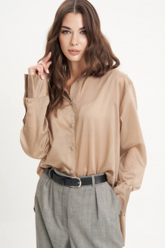 Текстильная рубашка в бежевом стиле с кокеткой Fantazia Mod 5006 бежевый - фото 3