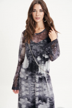 Элегантное сетчатое платье с дизайнерским принтом Fantazia Mod 5004 - фото 5