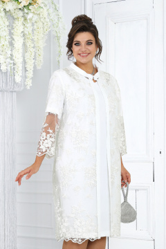 Элегантный кружевной комплект из кардигана и платья для особых мероприятий Ninele 6040 молочный - фото 2
