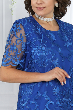 Платье из гипюра с фестонами и смотрящимся слоем Ninele 7474 василек - фото 3