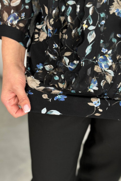 Большая блуза из вискозы и трикотажа с длинными рукавами LindaLux 483 черная_роза - фото 5