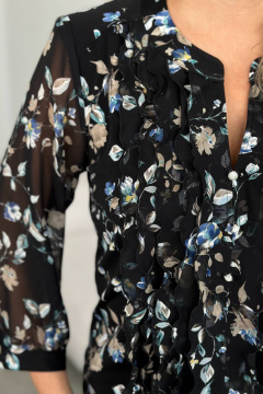 Большая блуза из вискозы и трикотажа с длинными рукавами LindaLux 483 черная_роза - фото 4