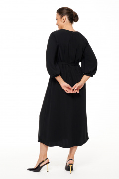 Деловое платье из струящейся ткани с стразы и поясом Панда 209180w черный - фото 4