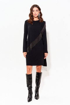 Платье нарядное с бахромой и шлейфом короткое Lyushe 3982 - фото 1