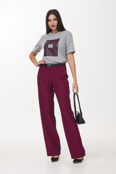 Юбка кожаная миди с высоким поясом Твой имидж 2050 серый - фото 1