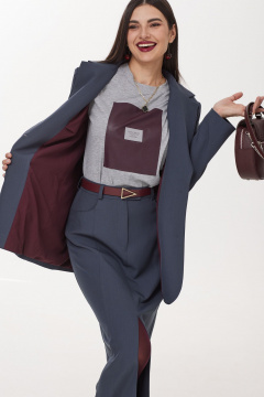 Юбка кожаная миди с высоким поясом Твой имидж 2050 серый - фото 5