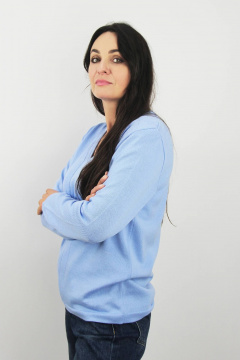 Джемпер из трикотажа голубой с классическим V-образным вырезом Полесье С1423-23 4С0815-Д43 158,164 нежно-голубой - фото 2