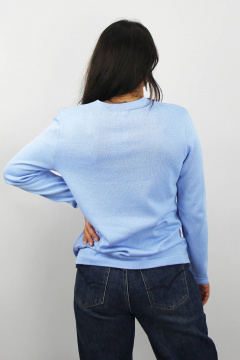 Джемпер из трикотажа голубой с классическим V-образным вырезом Полесье С1423-23 4С0815-Д43 170,176 нежно-голубой - фото 3
