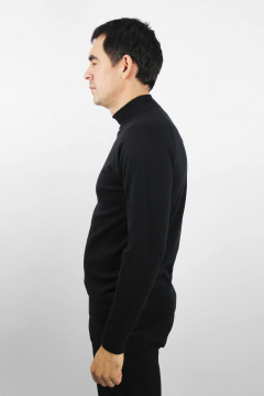 Демисезонный вязаный свитер прямого силуэта с воротником stand Полесье С3152-23 4С0676-Д43 182,188 черный_антрацит - фото 2