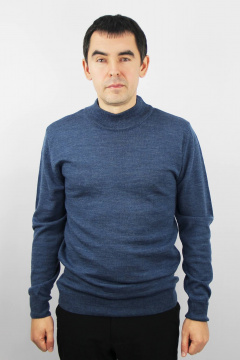 Демисезонный вязаный свитер с двойной стойкой и прямым силуэтом Полесье С3157-23 3С3214-Д43 182,188 индиго_голубой - фото 1