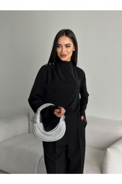 Блузка с расклешенными рукавами из текстиля THE.WOMAN 0252 черный - фото 4