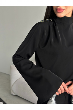 Блузка с расклешенными рукавами из текстиля THE.WOMAN 0252 черный - фото 3