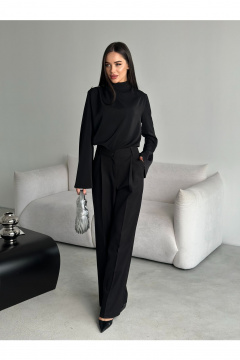 Блузка с расклешенными рукавами из текстиля THE.WOMAN 0252 черный - фото 2