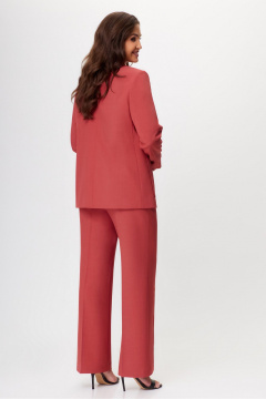 Красный и тканевый жакет с длиной 69 см и брюками DaLi 3682.2 коралл - фото 4