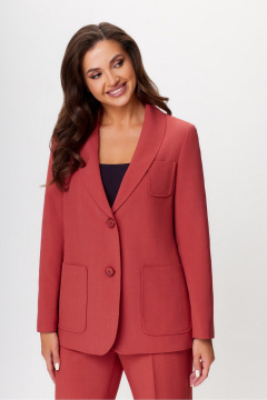 Красный и тканевый жакет с длиной 69 см и брюками DaLi 3682.2 коралл - фото 2