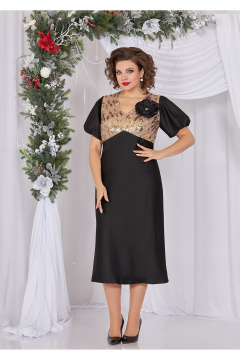 Платье нарядное из атласа и пайеток с V-вырезом Mira Fashion 5496-2 - фото 1