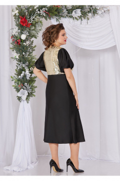 Платье нарядное из атласа и пайеток с V-образным вырезом Mira Fashion 5496-3 - фото 3