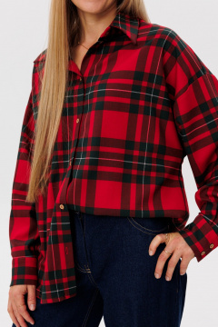 Рубашка прямого силуэта с объемом из шерстяной ткани FAMA 24059 клетка - фото 5