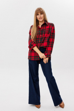 Рубашка прямого силуэта с объемом из шерстяной ткани FAMA 24059 клетка - фото 4