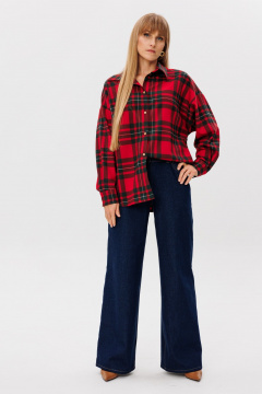 Рубашка прямого силуэта с объемом из шерстяной ткани FAMA 24059 клетка - фото 2