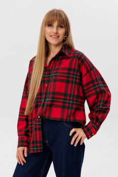 Рубашка прямого силуэта с объемом из шерстяной ткани FAMA 24059 клетка - фото 1